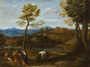 Landschap met de Vlucht naar Egypte door Domenichino